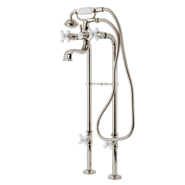 Kingston Brass Freestanding Clawfoot Tub Faucet Package with Supply Line, Polished Nickel CCK266PXK6 - main